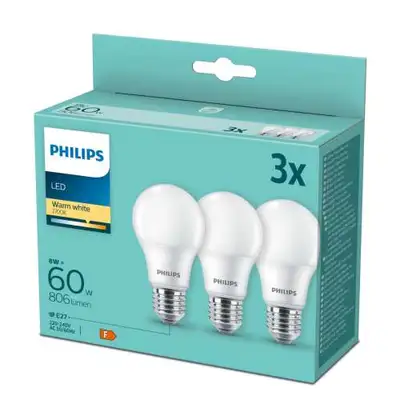 3 darabos - Philips LED Izzó 60W A60 E27