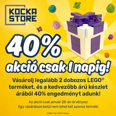 Kockastore -40% minden második, olcsóbb termékre