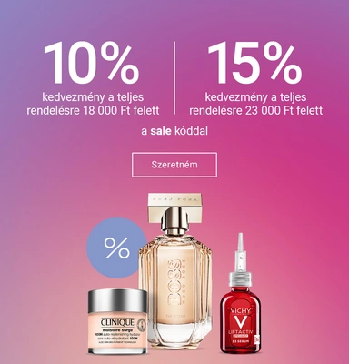 10-15% kedvezmény a végösszegre (teljes árúakra)