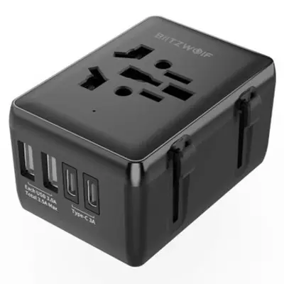 BlitzWolf BW-TA1 univerzális utazó adapter 4 USB porttal EU UK US AU AC töltő dugalj átalakító