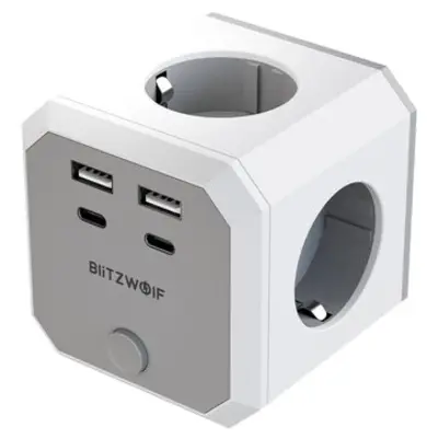 BlitzWolf BW-EC2 8-in-1 Wall Cube Socket EU Plug Power Outlet Extender 4000W with Switch