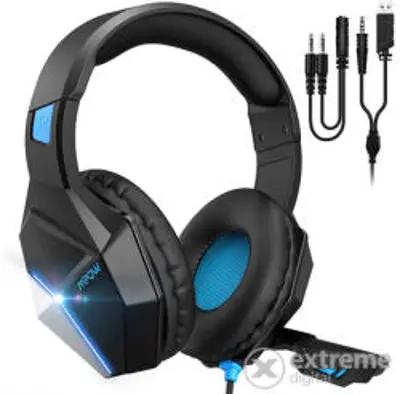 Mpow EG10 vezetékes gamer headset, Fekete/Kék (BMBH414ADSD)