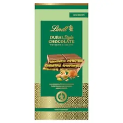 Lindt Dubai Style tejcsokoládé, pisztáciás és ropogós, pirított Kadayif tésztás töltelékkel 145 g