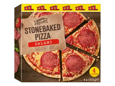 Trattoria Alfredo Szalámis pizza, 4 x 350 g