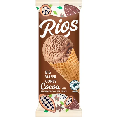Rios belga csokoládé ízű tölcséres jégkrém, 200 ml