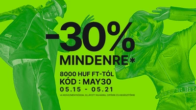 30% kedvezmény mindenre 8 ezer Ft felett