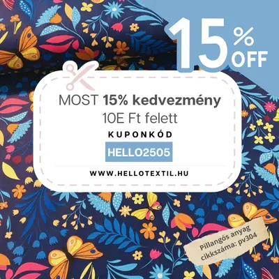 15% kedvezmény textilre, méretárura