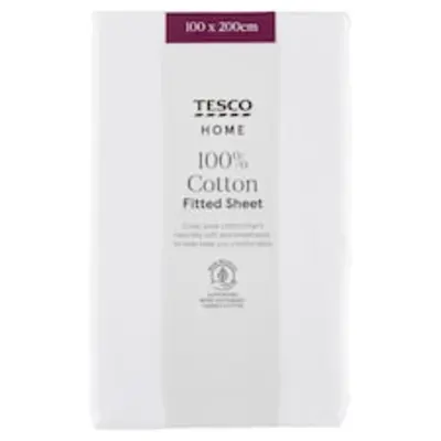 Tesco Home fehér gumis lepedő 100 x 200 cm
