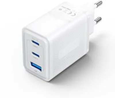 Vention 3-Port USB (C + A) GaN Charger 65W / 30W EU-Plug White töltő adapter