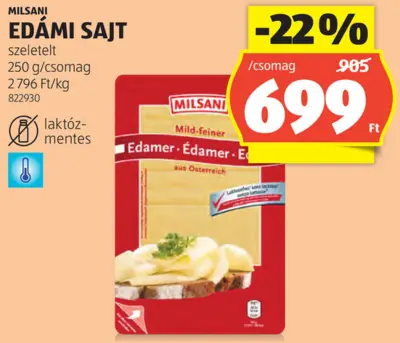 Milsani Edámi sajt, 250 g