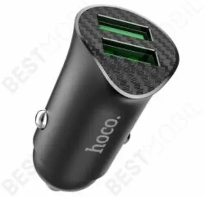 HOCO z39 autós töltő 2 usb aljzat (18w, qc 3.0, gyorstöltés támogatás) fekete (Z39_B)