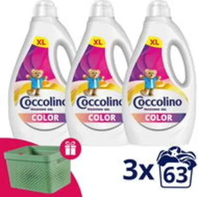Coccolino Color 3 × 2,72 l (204 mosás) mosógél + ruhakosár