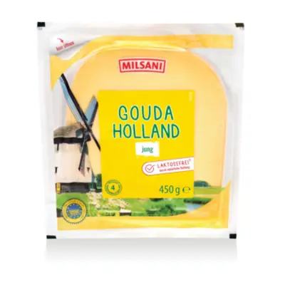 MILSANI Holland gouda sajt, laktózmentes, 450 g