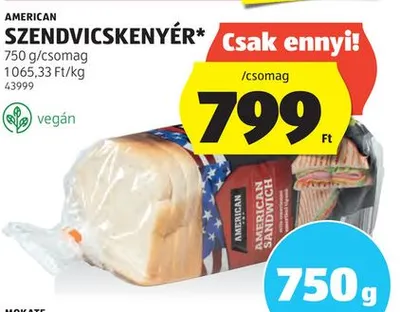 American Szendvicskenyér, 750g