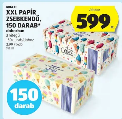 XXL papírzsebkendő, 150 db