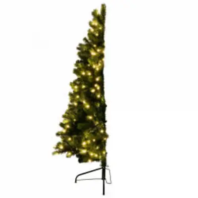 HOME KMF 7/150 fél műfenyő beépített világítással, 180 db LED, 150 cm magasság, 85 legnagyobb átmérő, sík oldal