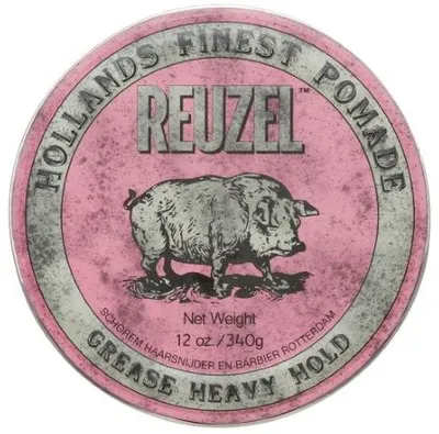 REUZEL Styling Pink Pomade Grease Heavy Hold hajpomádé erős rögzítéssel és fényességgel férfiaknak 340 g