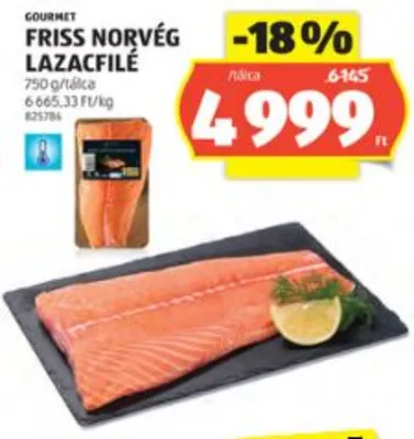 Friss norvég lazacfilé, 750 g/tálca