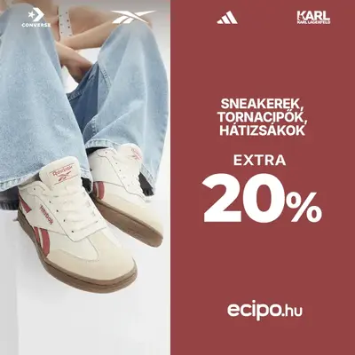 Extra 20% kedvezmény sneakerekre, tornacipőkre, hátizsákokra