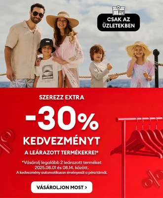 Leárazás - Extra -30% az üzletekben