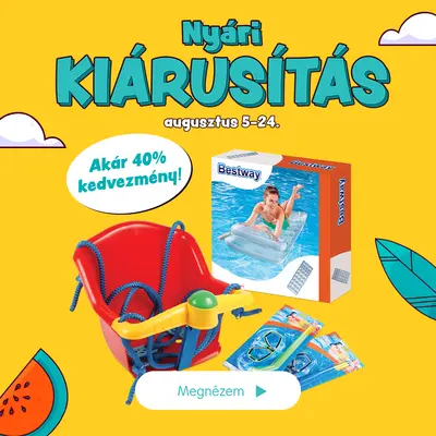 Nyári kiárusítás (akár 40% kedvezmény)
