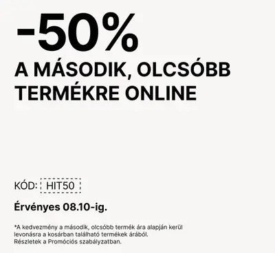 -50% a második, olcsóbb termékre