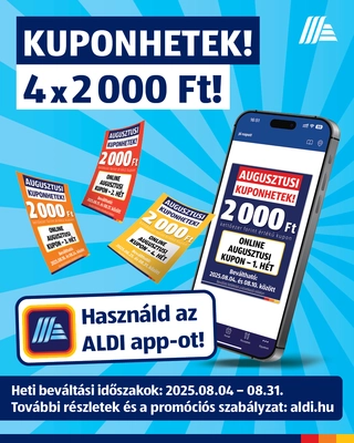 Aldi kuponhetek - 15 ezer Ft felett 2000 Ft kedvezmény