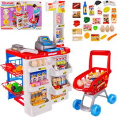 KRUZZEL 22374 Gyerek játék szupermarket kiegészítőkkel játékszett