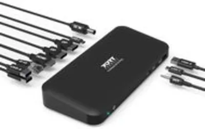 PORT CONNECT irodai dokkolóállomás, USB-C, 2x4K, fekete dokkoló állomás
