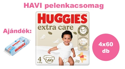 Huggies Extra Care 4 (8-16kg), 240 db - 2 HAVI pelenkacsomag