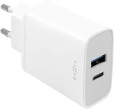 FIXED Travel USB-C + USB - PD, 30W, fehér töltő adapter