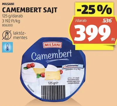 Milsani Camembert sajt, 125 g
