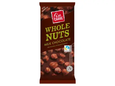 Fin Carré Táblás csokoládé egész mogyoróval, 100 g