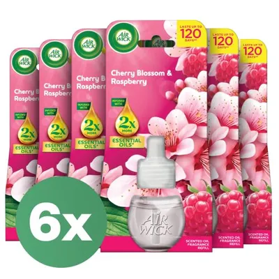 Air Wick Cseresznyevirág és Málna Utántöltő elektromos légfrissítő készülékhez 6x19ml
