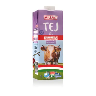 MILSANI Laktózmentes ESL tej 2,8 % zsírtartalommal, csavarkupakkal, 1 l