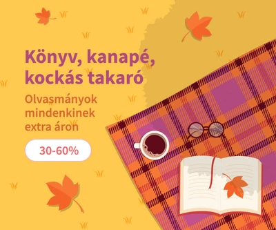 Könyv, kanapé, kockás takaró - Olvasmányok mindenkinek extra áron