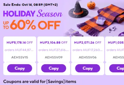 Holiday season (akár 60% kedvezmény)
