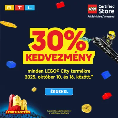 30% kedvezmény minden LEGO City termékre