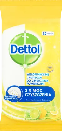 Dettol Fertőtlenítő hatású tisztító kendő citrom és lime illattal, 32 db