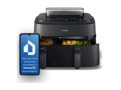 PHILIPS 5000 Series NA550/00 Airfryer 9 l dupla kosaras forrólevegős sütő gőzölés funkcióval