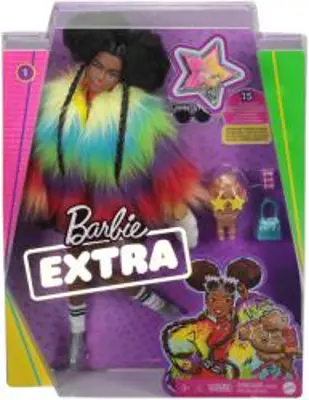 Mattel Barbie Extra szivárványos kabátban