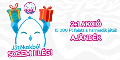 2+1 akció (15 ezer Ft felett 3-ból a legolcsóbb ingyen)