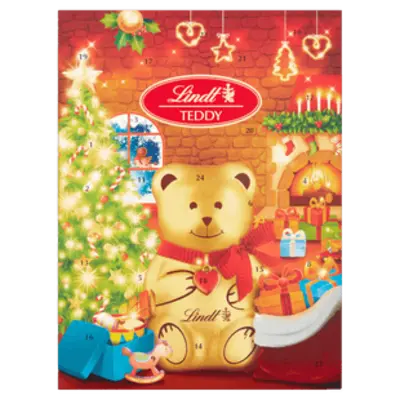 1+1 Lindt TEDDY Arany Maci karácsonyfával adventi naptár, 170g