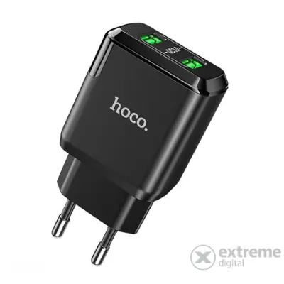 HOCO N6 Charmer hálózati töltő, 2xUSB, fekete (N6_B)