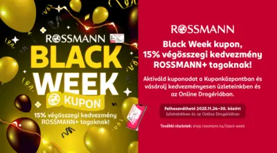 Black Week kupon (-15%) a Rossmann oldalán