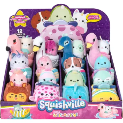 Squishmallows mini 2az1-ben plüss járműben 5 cm (többféle)