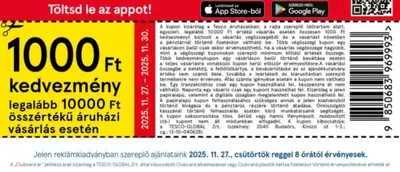 1000 Ft kedvezmény legalább 10000 Ft összértékű vásárlás esetén