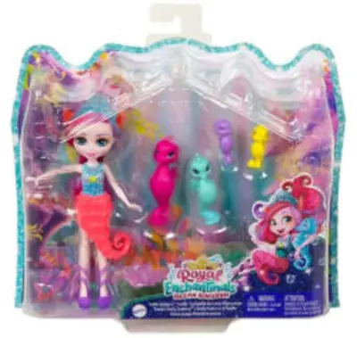 Enchantimals Szett Családi csikóhalak Sedda Sea Horse játékbaba +4 Figura (HCF73)