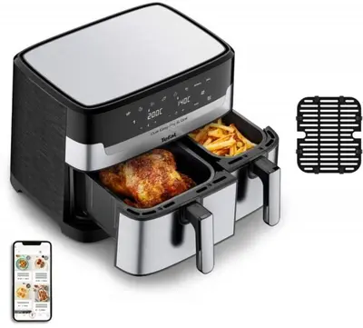 Forrólevegős fritőz Tefal Dual Easy Fry & Grill 2az1-ben EY905D10 Rozsdamentes/Fekete