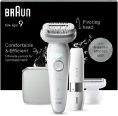 Braun Silk·épil 9 9-341, Fehér/Ezüst + mini szőrtelenítő arcra 3 év garancia regisztráció után epilátor